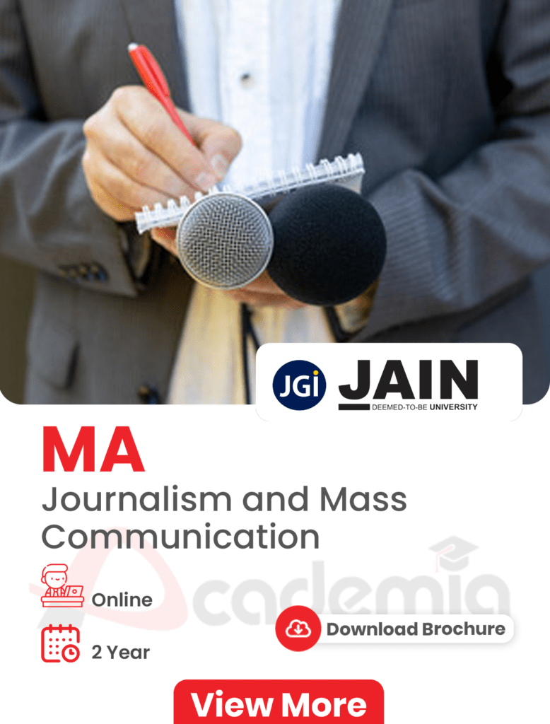 MA Journalism and mass communication Jain University Admission Center in Trivandrum
